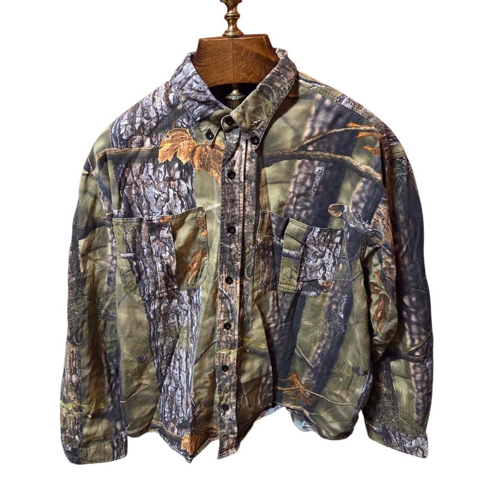 Longleaf Woodland Camo Camouflage Button Shirt Size 2XL